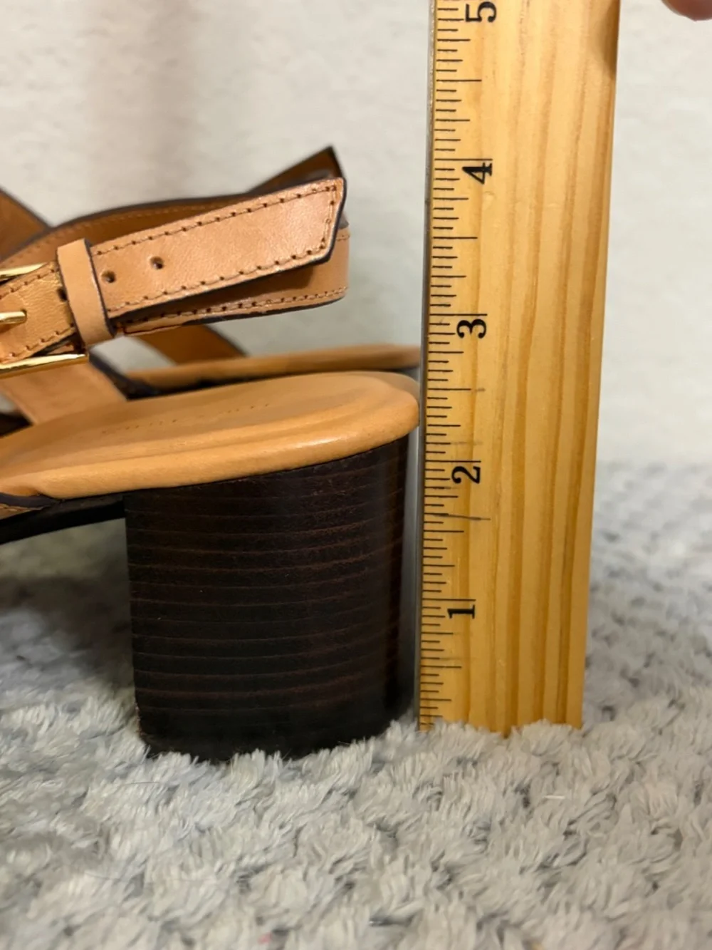 Tory Burch Tan Leather Block Heel Sandals